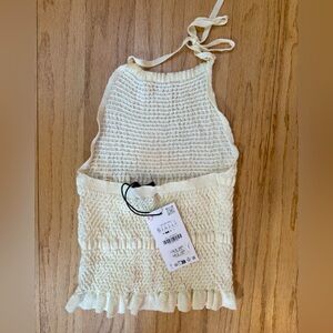 NWT Zara S Crochet Knit Halter Top